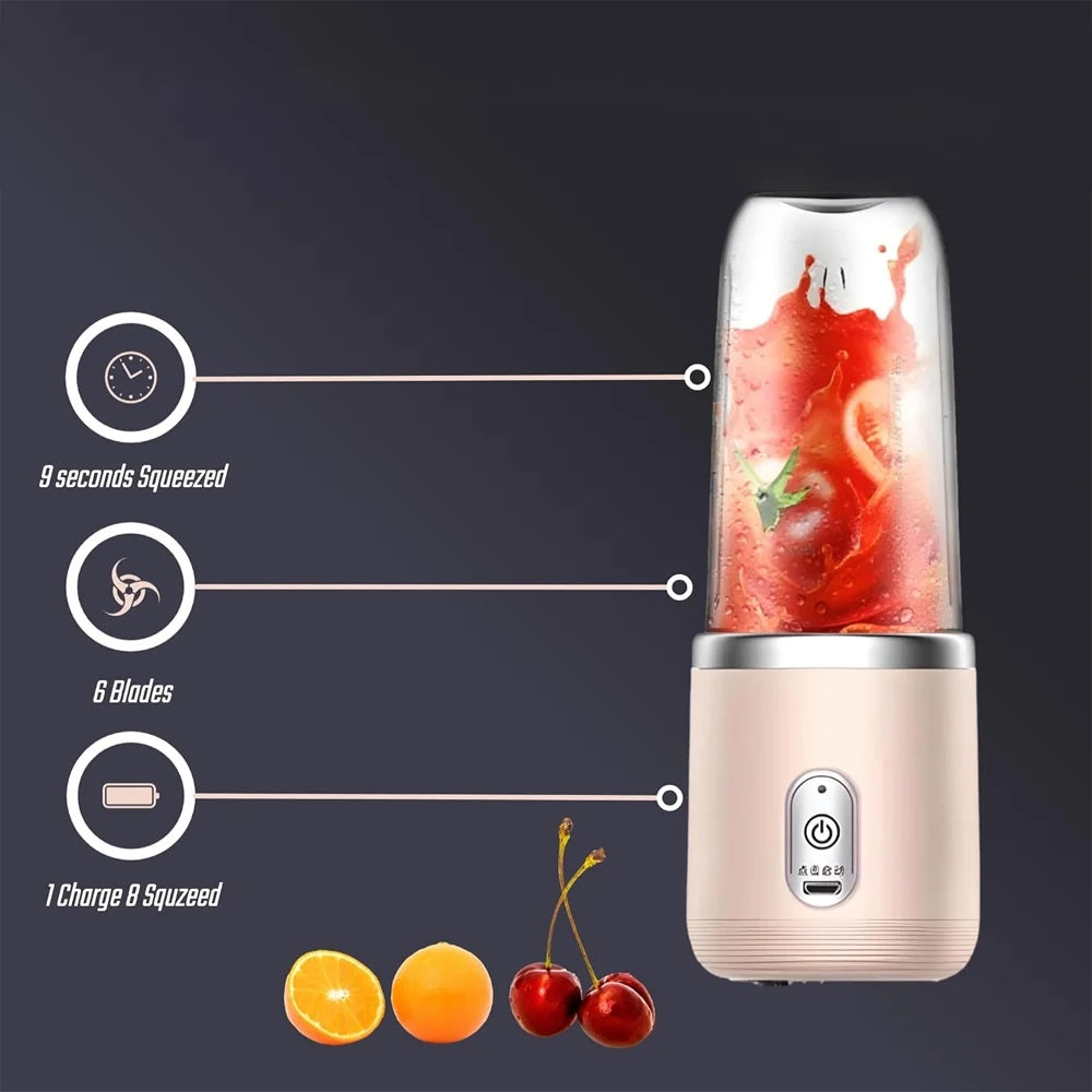 Electric Juice Maker,Portable Blender, Mini Bottle Travel Electric Smoothie Blender Maker Fruit Juicer Cup, Small Juicer Machines Cup for Smoothies and Shakes(Pink)