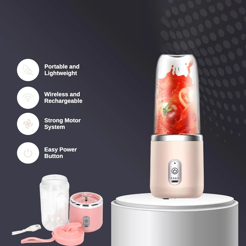 Electric Juice Maker,Portable Blender, Mini Bottle Travel Electric Smoothie Blender Maker Fruit Juicer Cup, Small Juicer Machines Cup for Smoothies and Shakes(Pink)